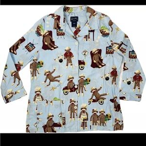 Nick & Nora sock monkey pajama top